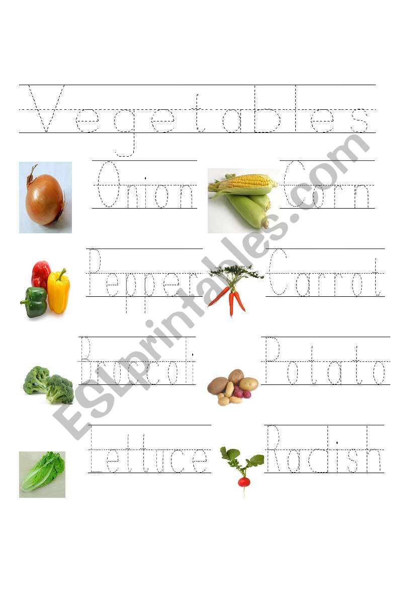 Vegetables worksheet