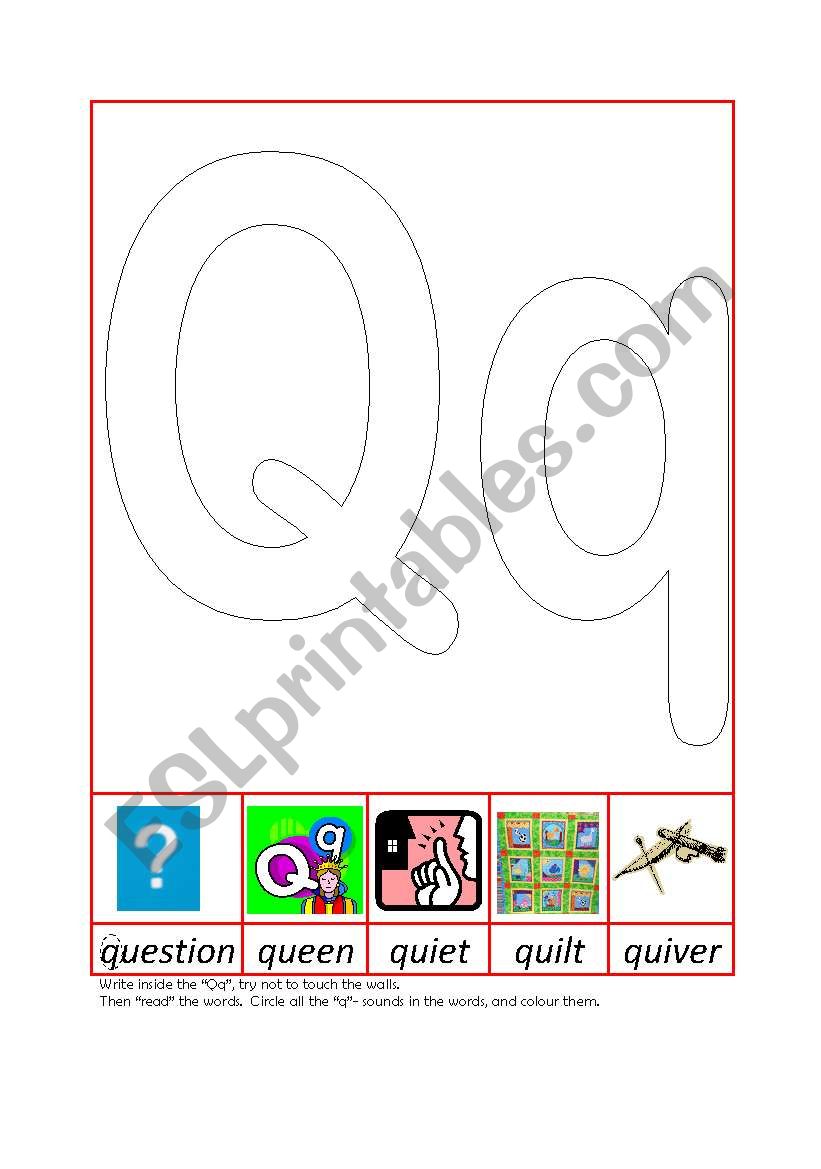 Phonic Recognition Qq worksheet