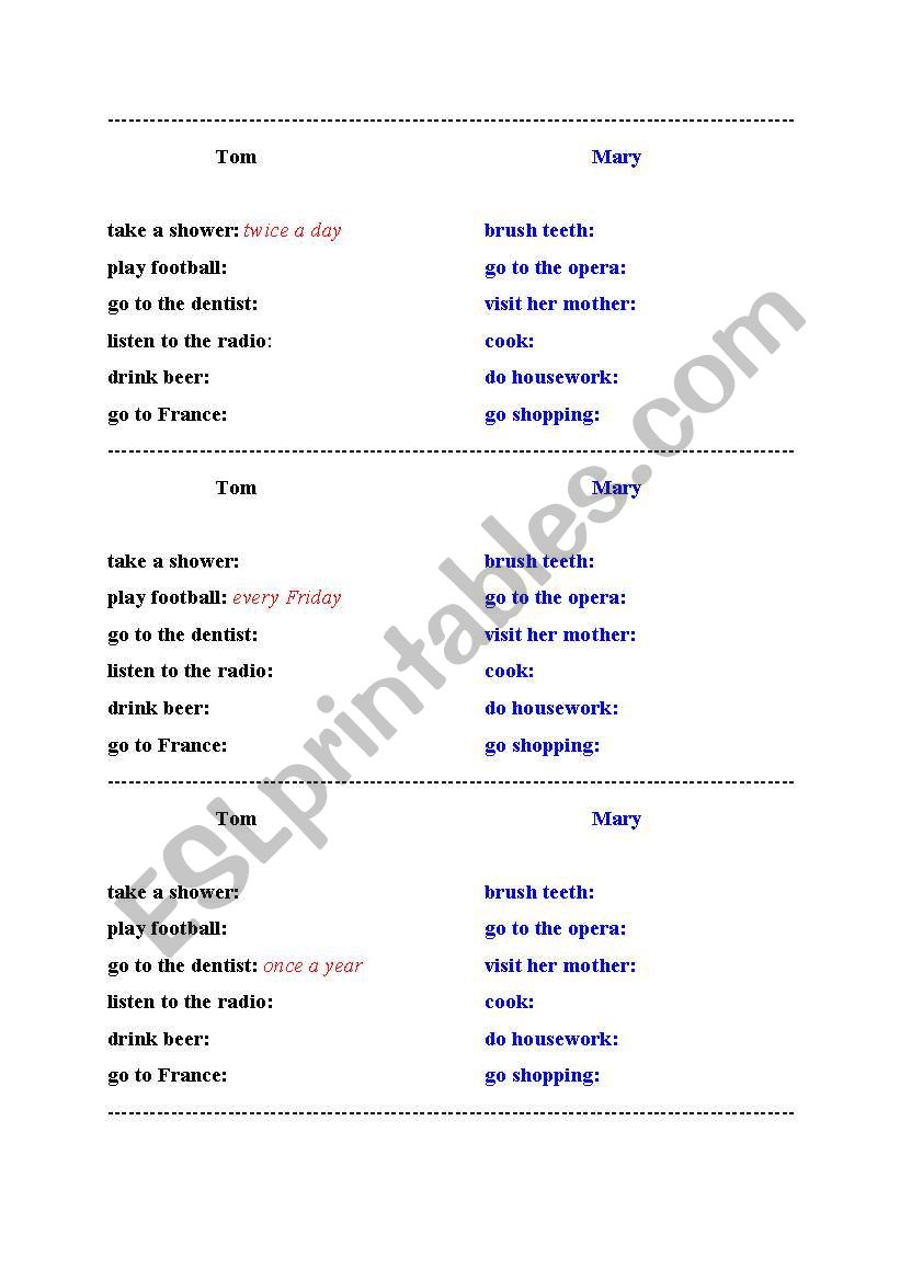 How often does Tom... (adverbs of frequency)