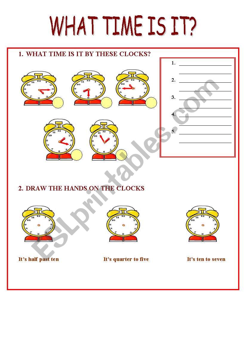 What time is it worksheet