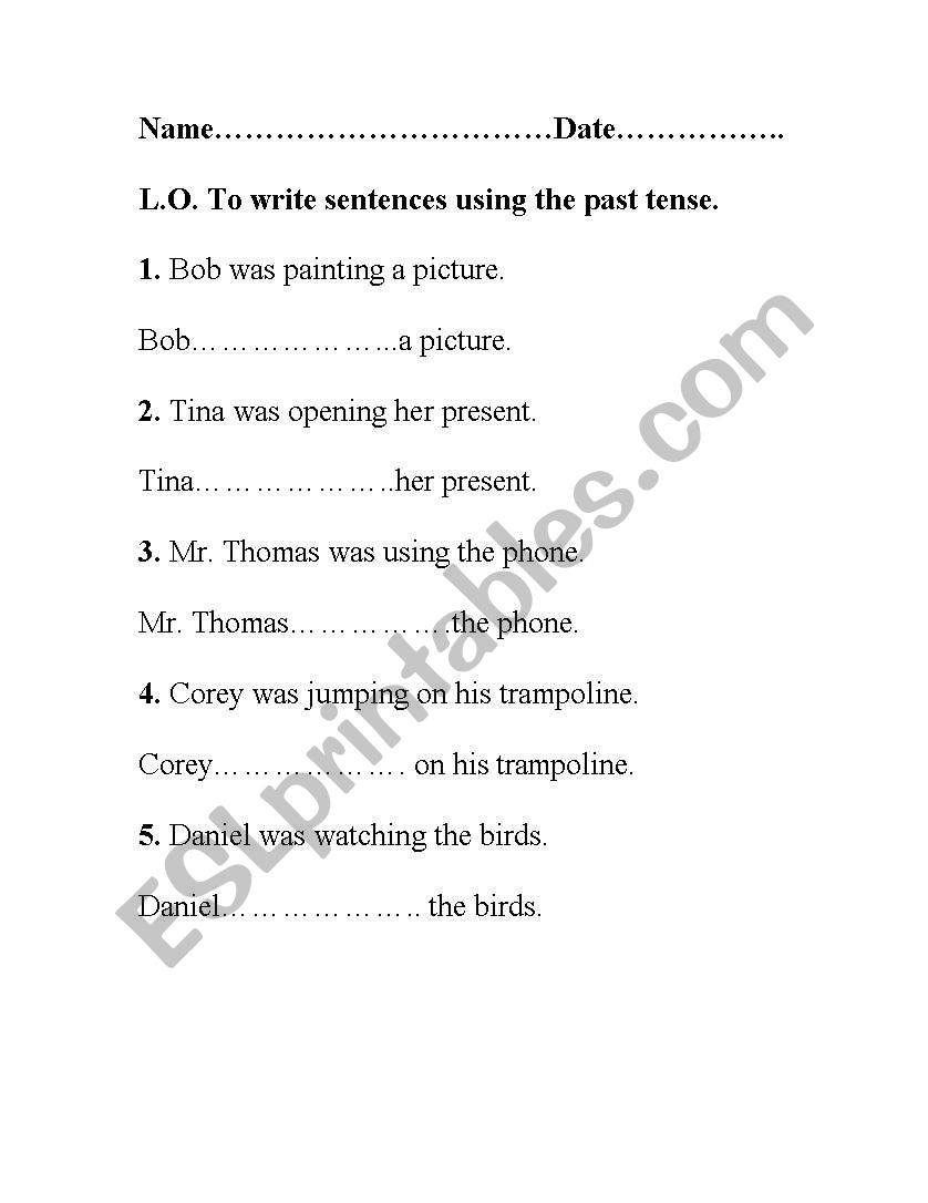 past tense worksheet