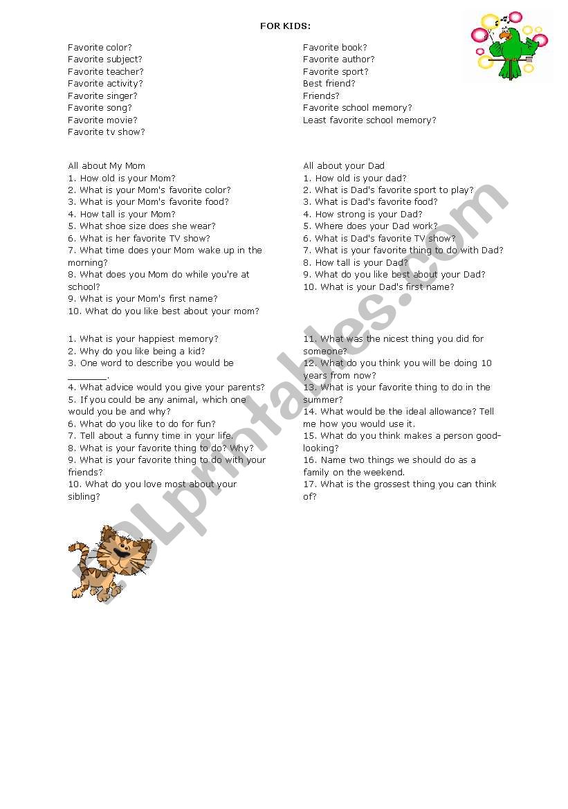 Speaking Exam worksheet