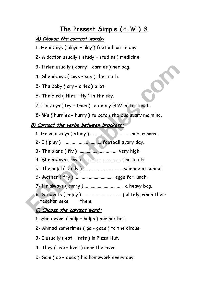 The Present Simple Tense worksheet