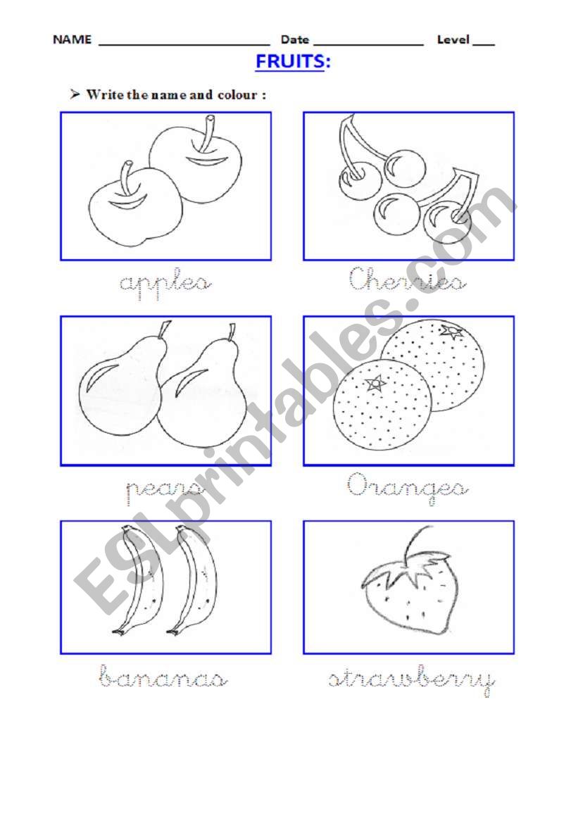 Fruits I - ESL worksheet by isabelzr