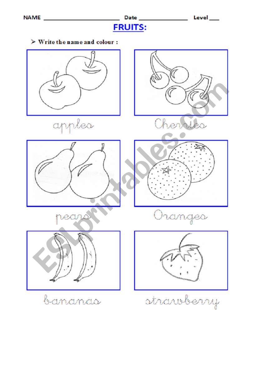 Fruits I worksheet