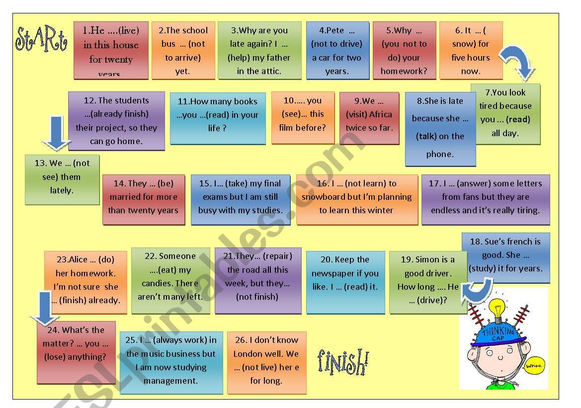 Present Perfect Board Game worksheet