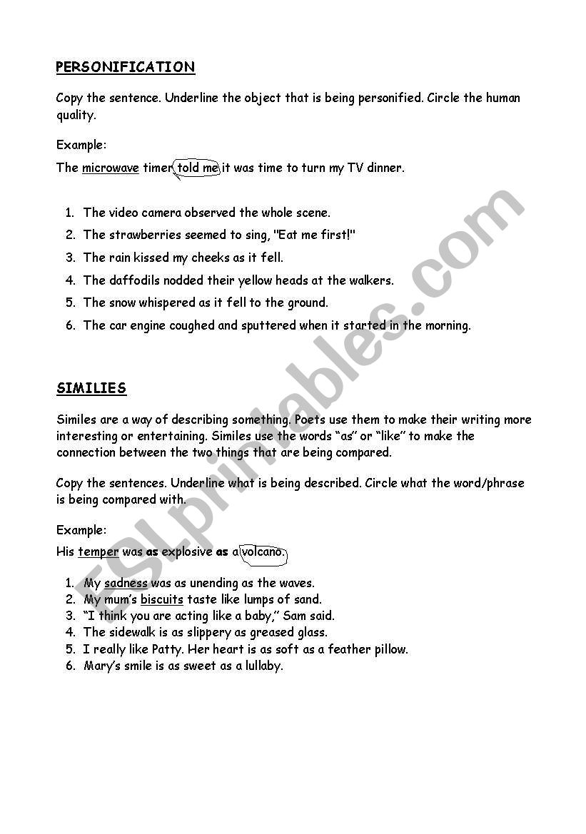 poetic devices worksheet