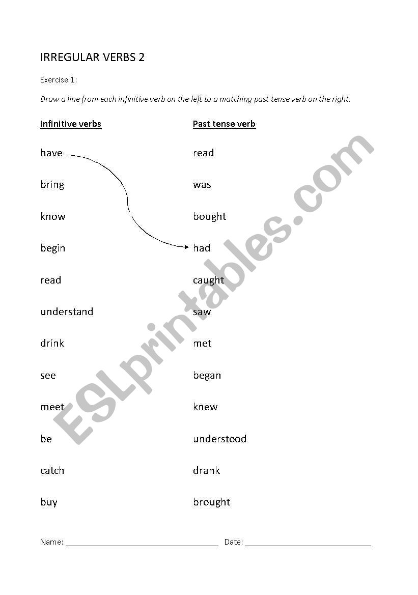 Irregular Verbs (2) worksheet