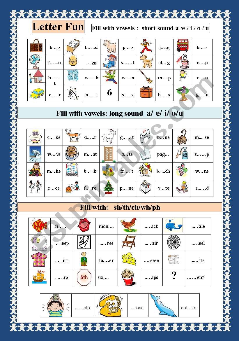 Letter fun with vowels worksheet