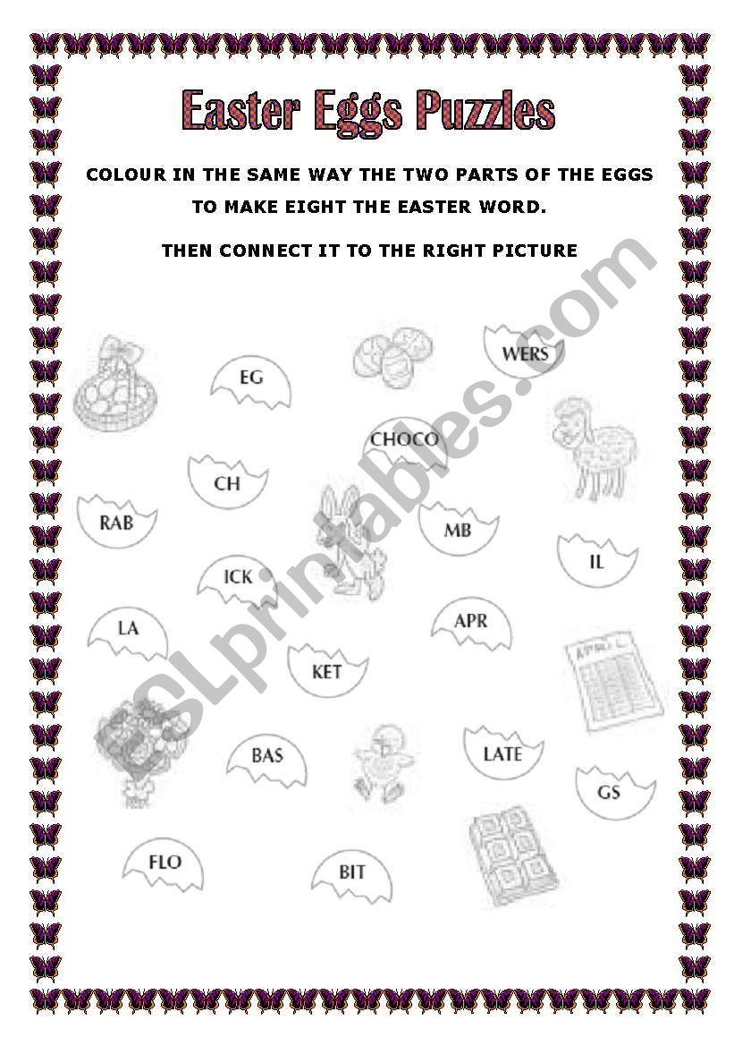 Easter Eggs Puzzles worksheet