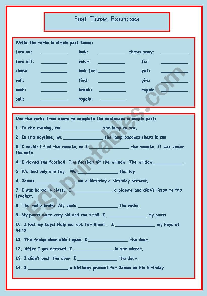 Past simple exercises worksheet