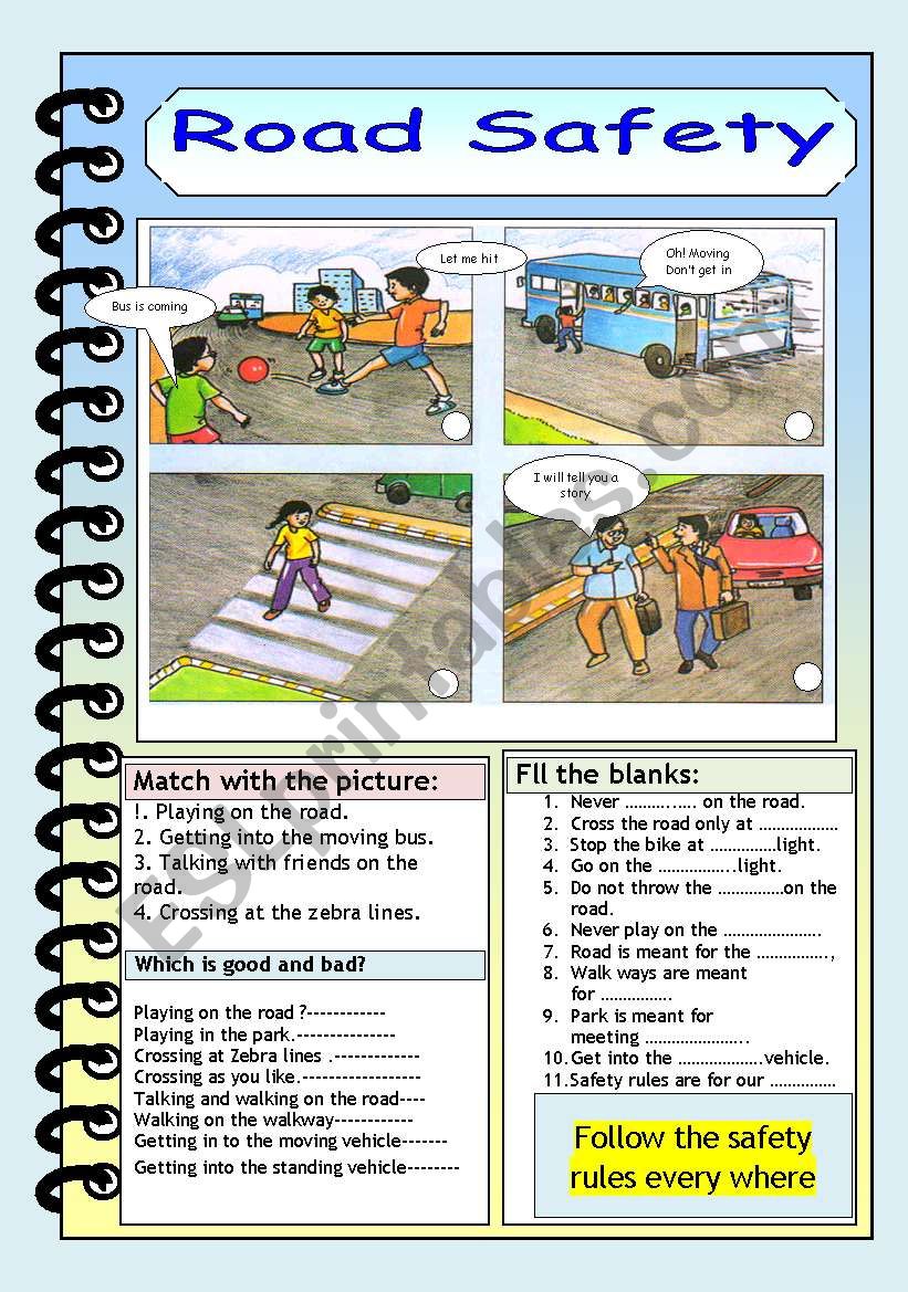 Road safety worksheet