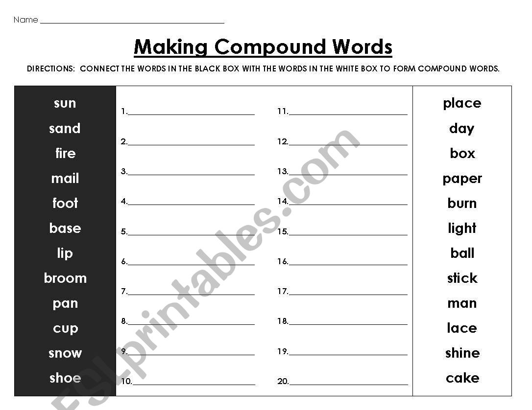 Making Compound Words worksheet