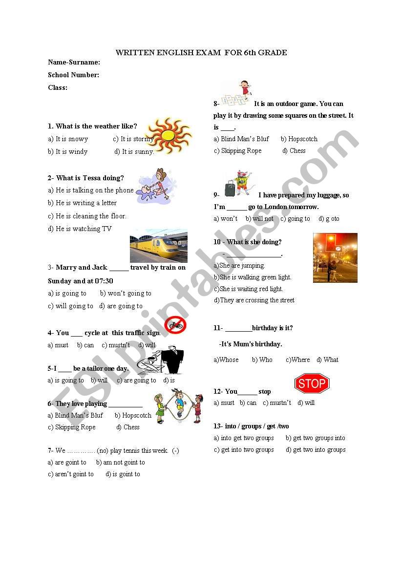 Multiple Choice Test3 worksheet