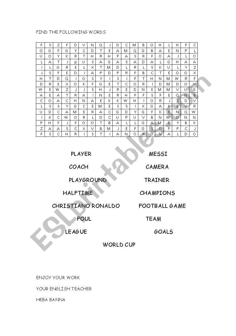 football puzzle worksheet