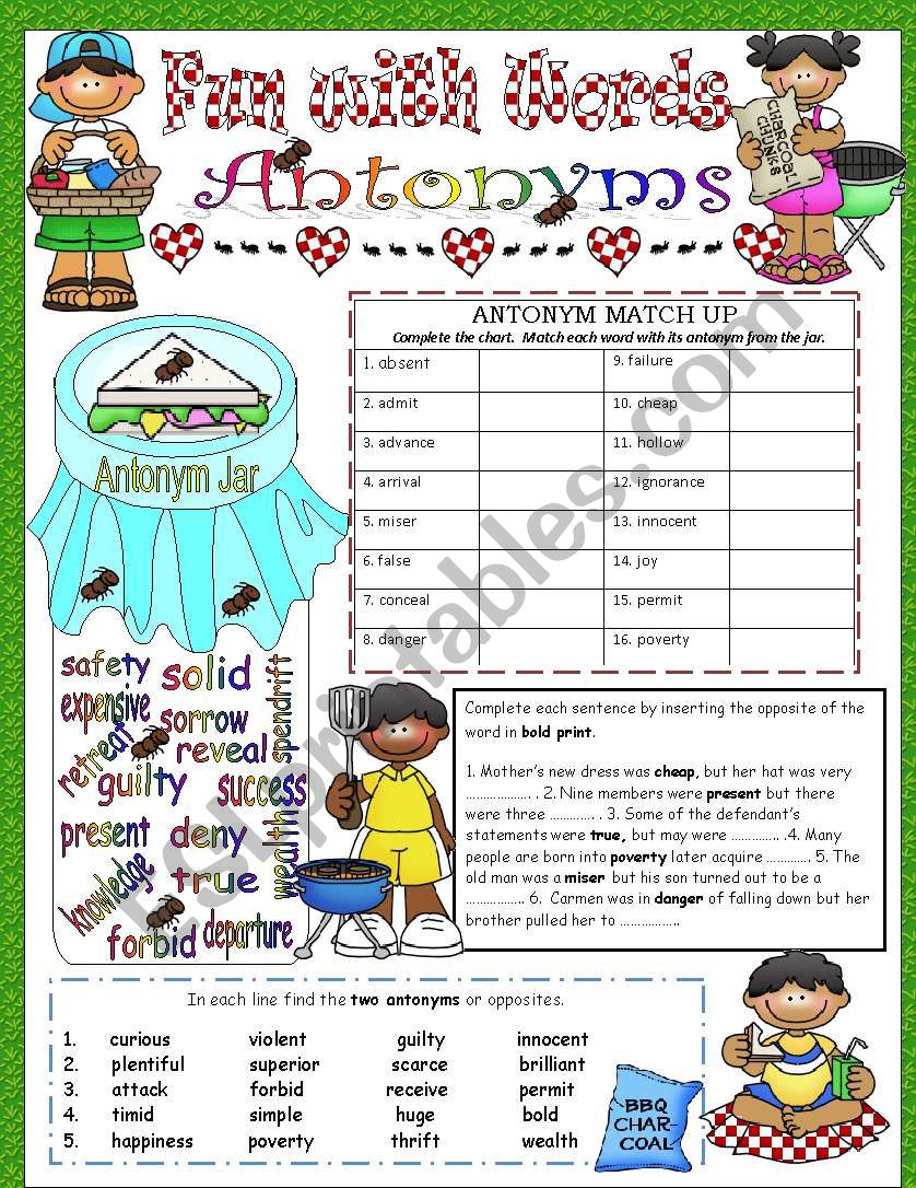 Fun with Words - Antonyms worksheet