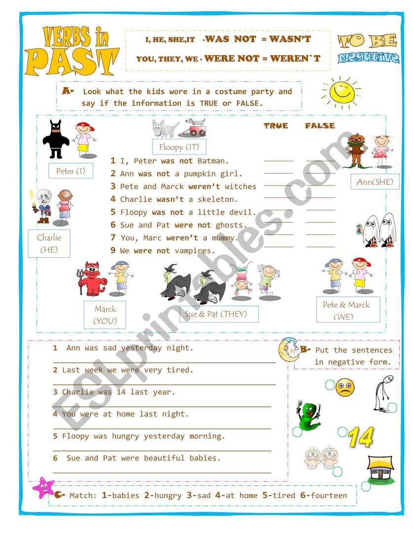 VERBS IN PAST-TOBE-Negative form