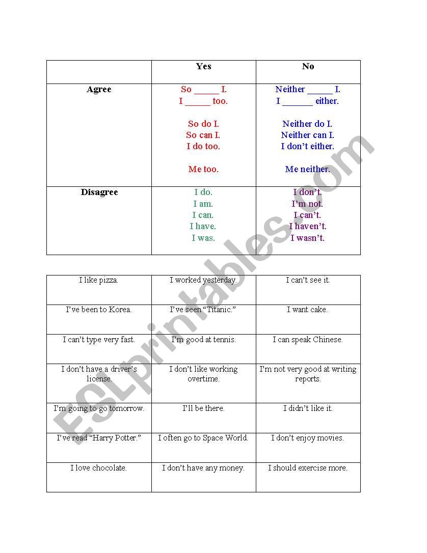 So Do I!  Agree/Disagree Lesson Plan