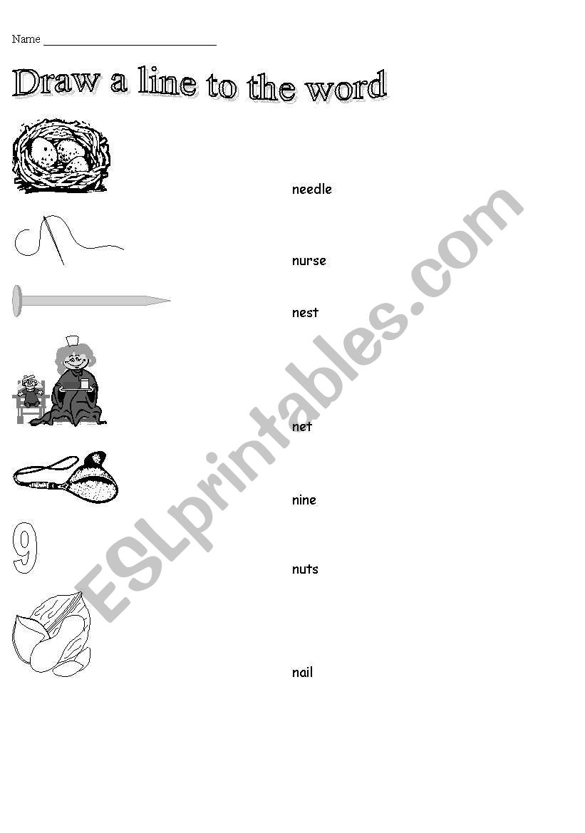 Begin N sound worksheet