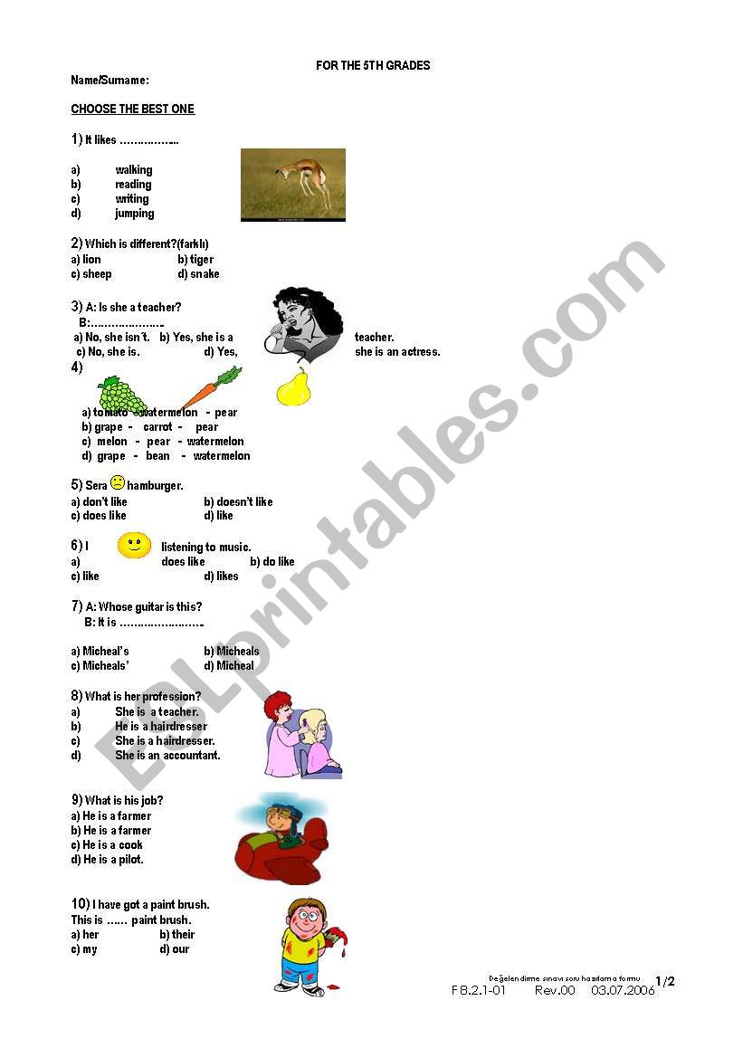 GRADE 5 worksheet