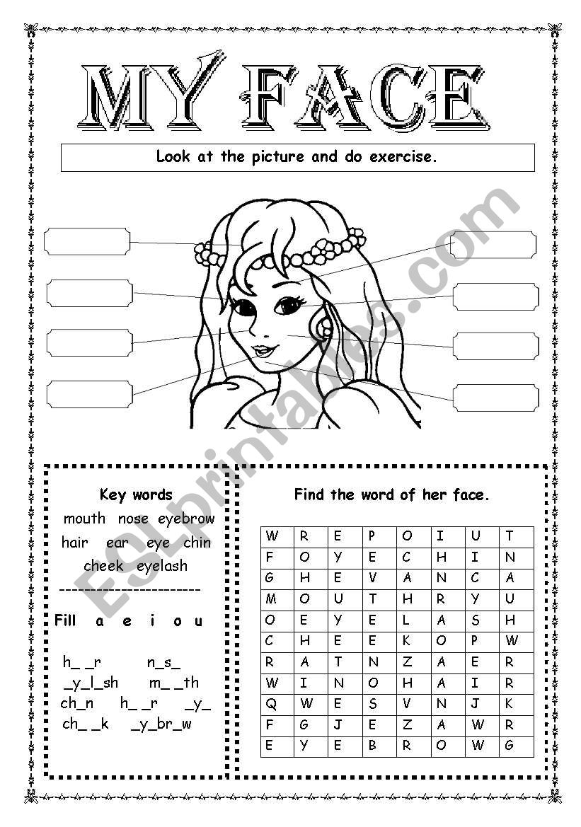 My Face worksheet