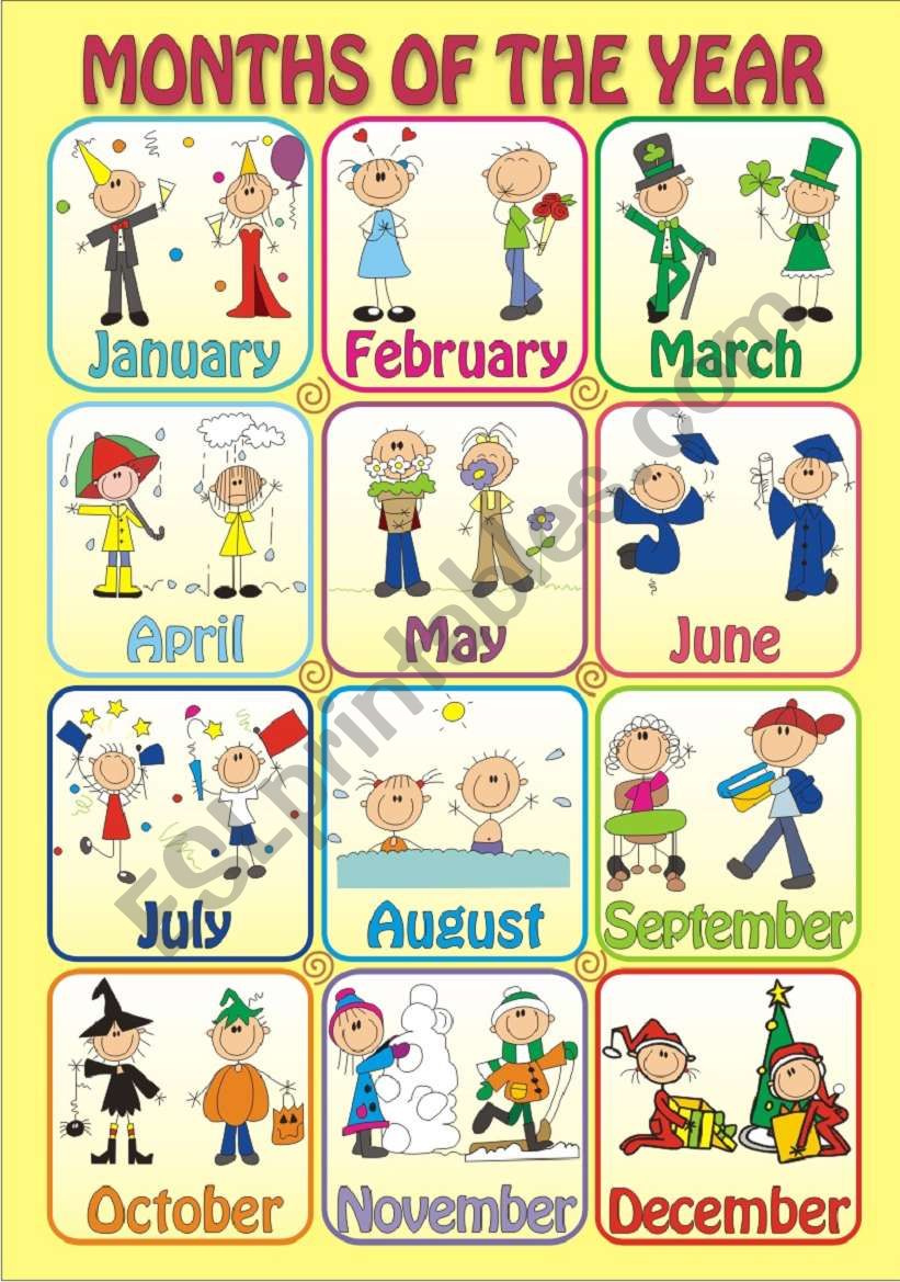 Months Of The Year Poster Printable