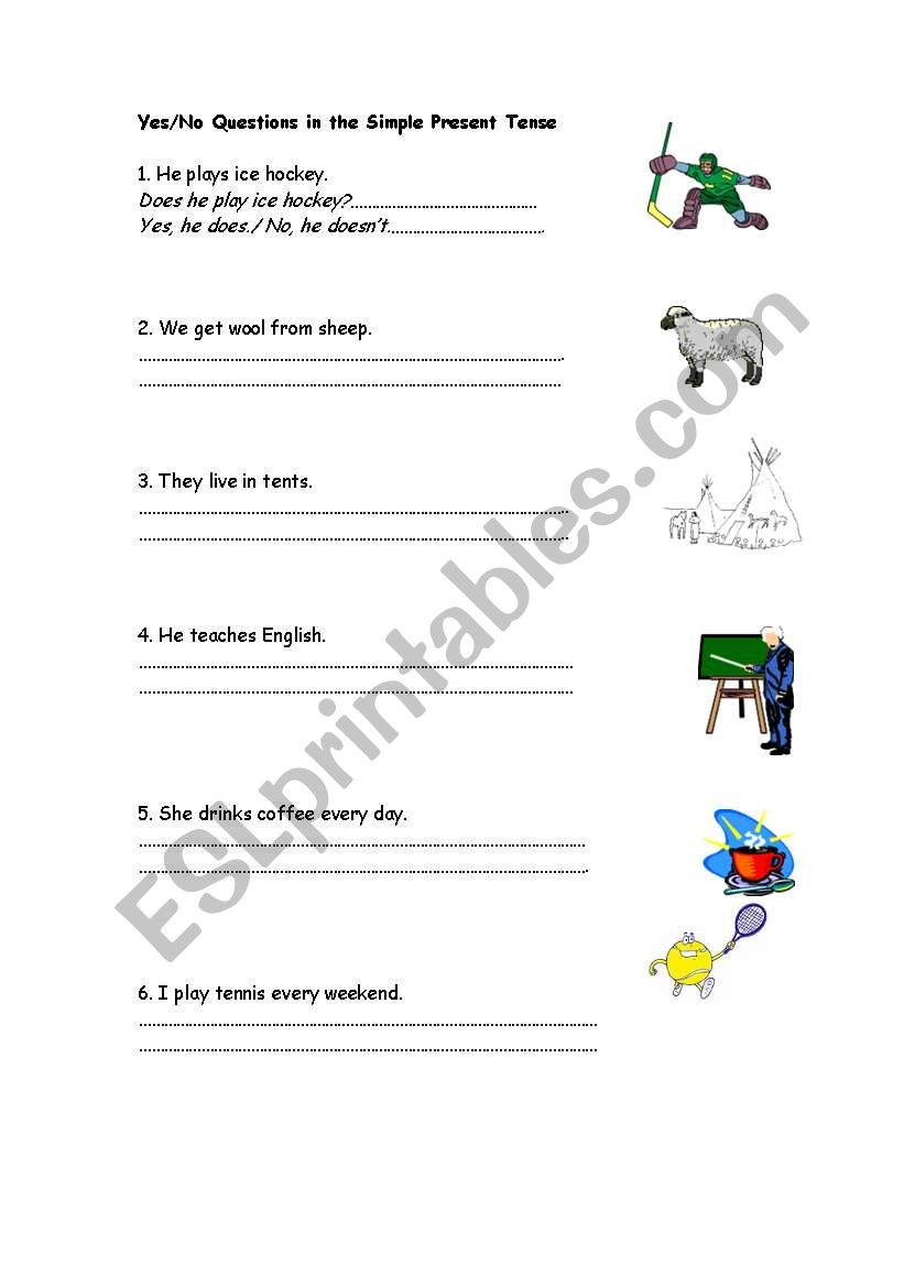 yes/no questions in simple present tense