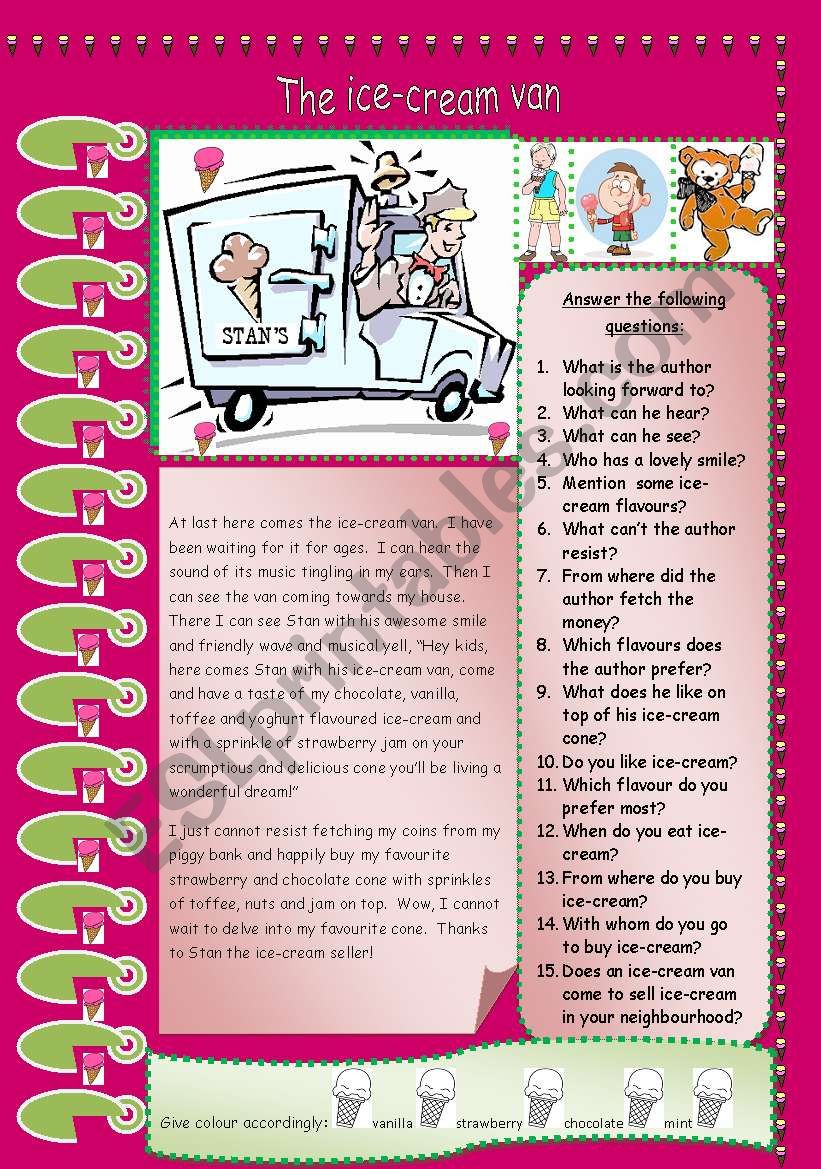 The ice-cream van worksheet