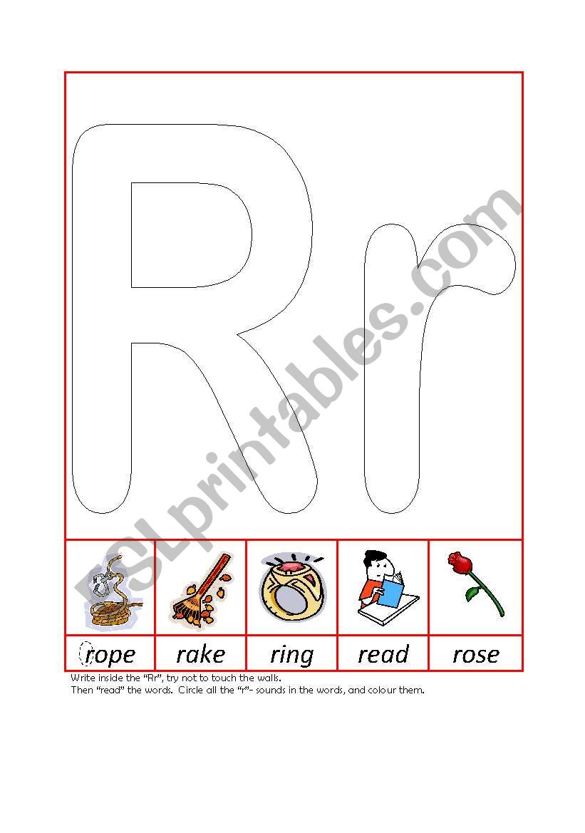 Phonic Recognition Rr worksheet