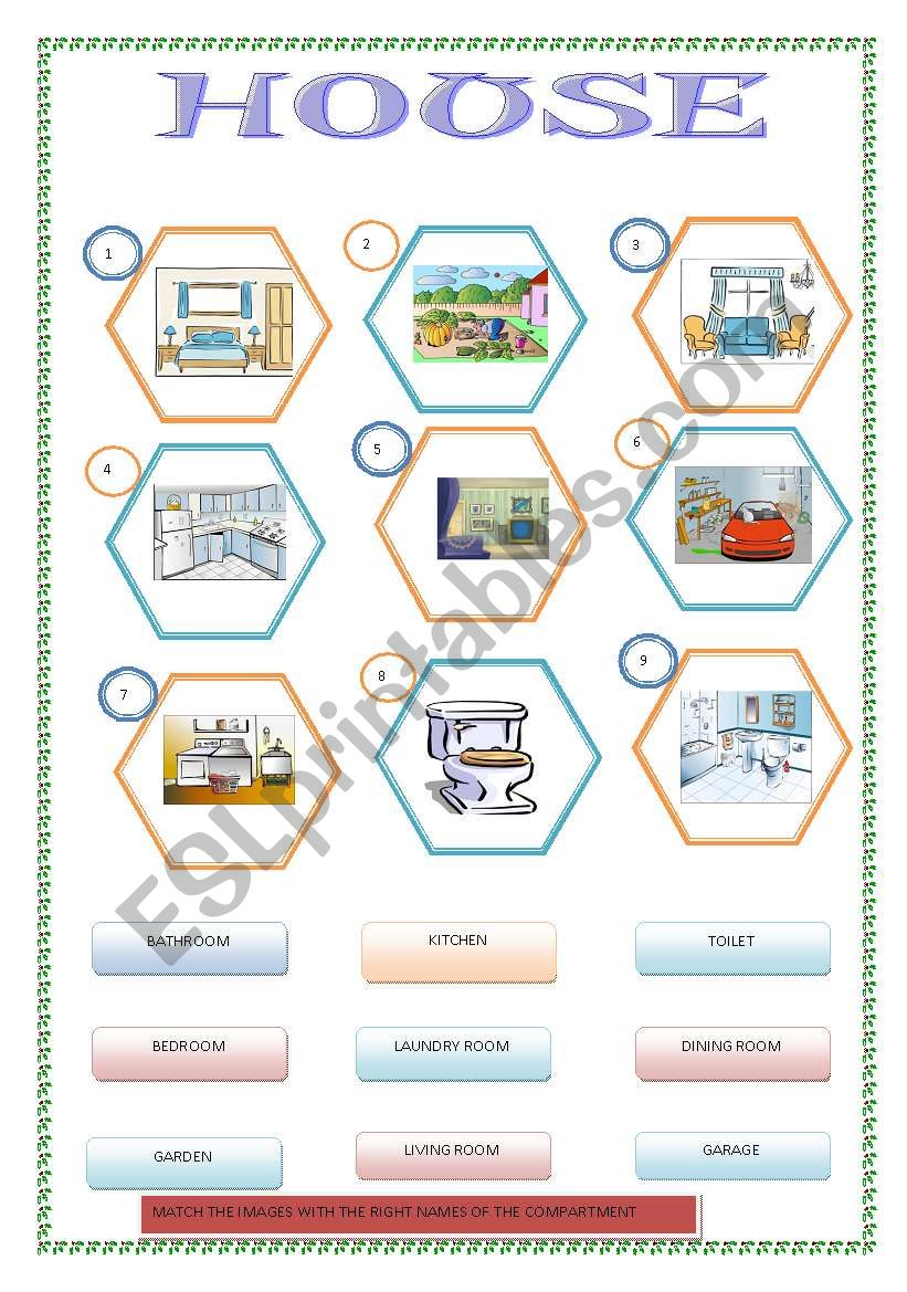 HOUSE AND  ROOMS - A MATCHING EXERCISE