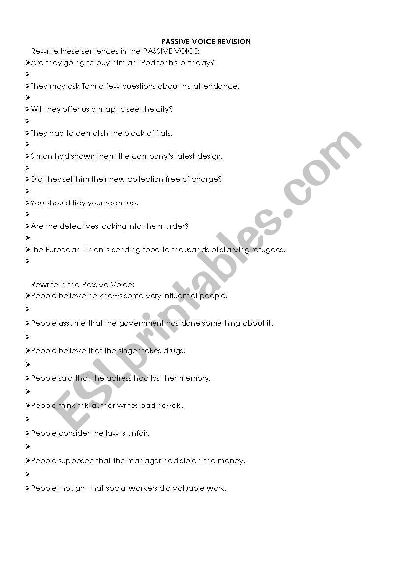 Passive Voice worksheet