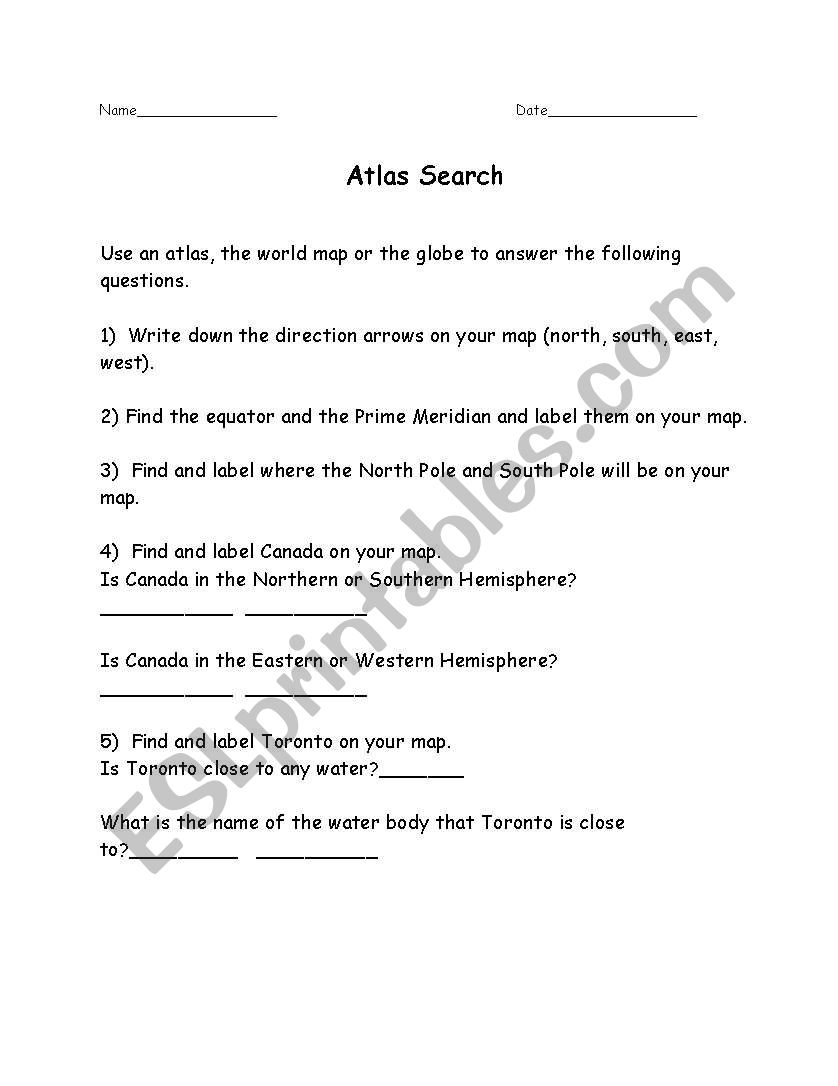 Atlas Search Part 1 worksheet