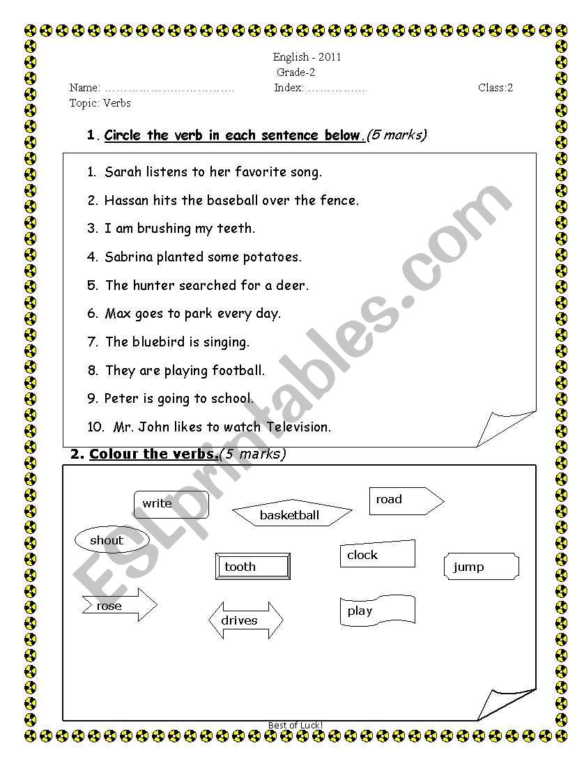 verbs worksheet