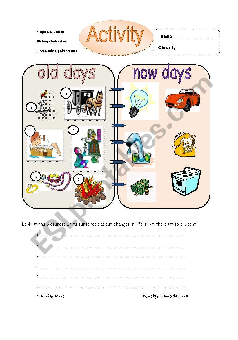 life in the past and present worksheet