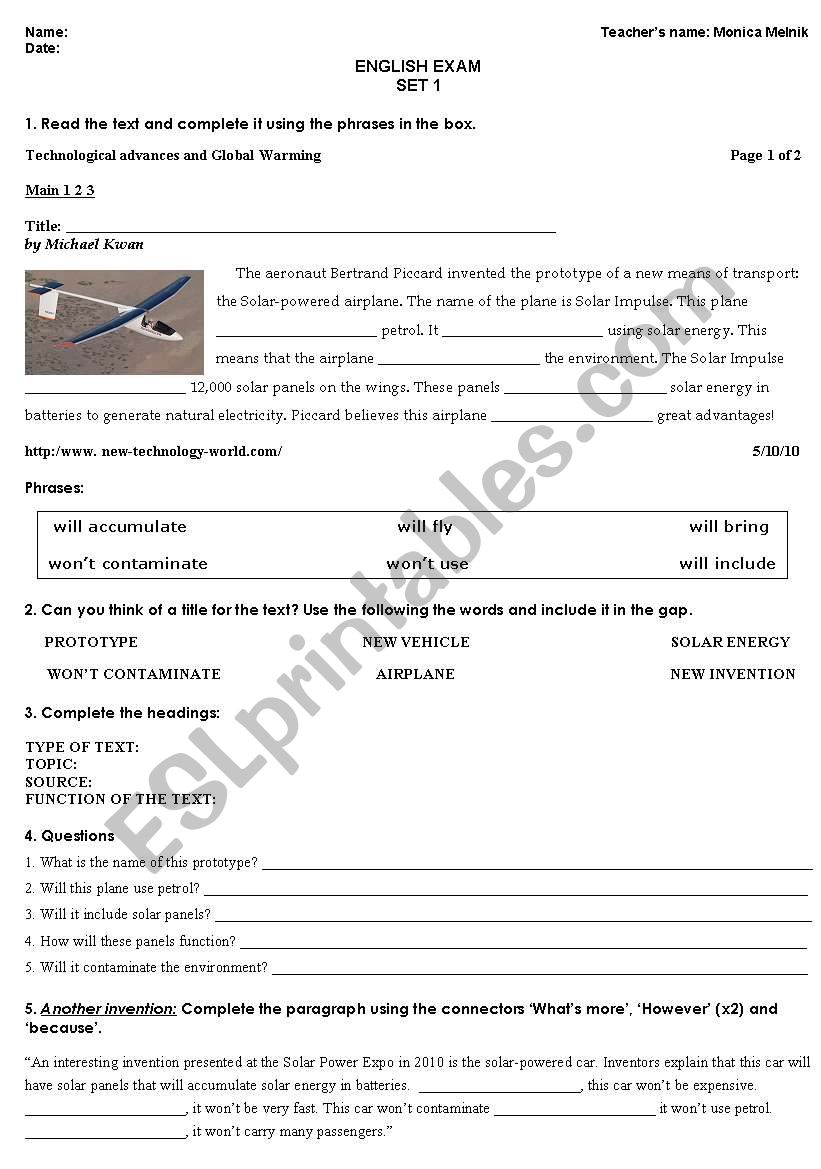 global warming and technology worksheet