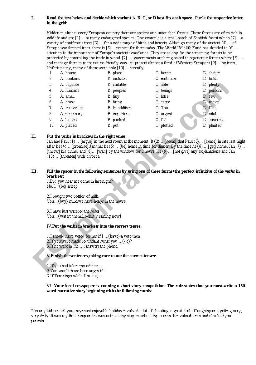 advanced evaluation test worksheet