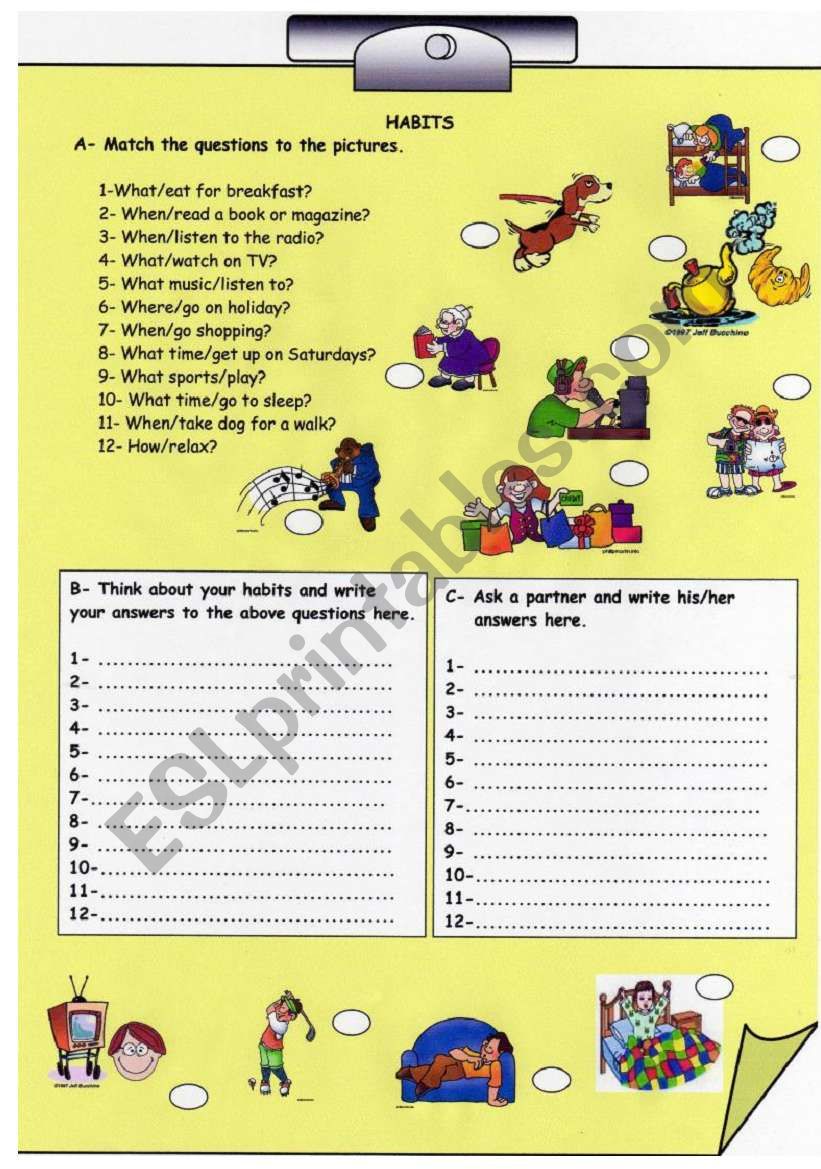 Habits worksheet