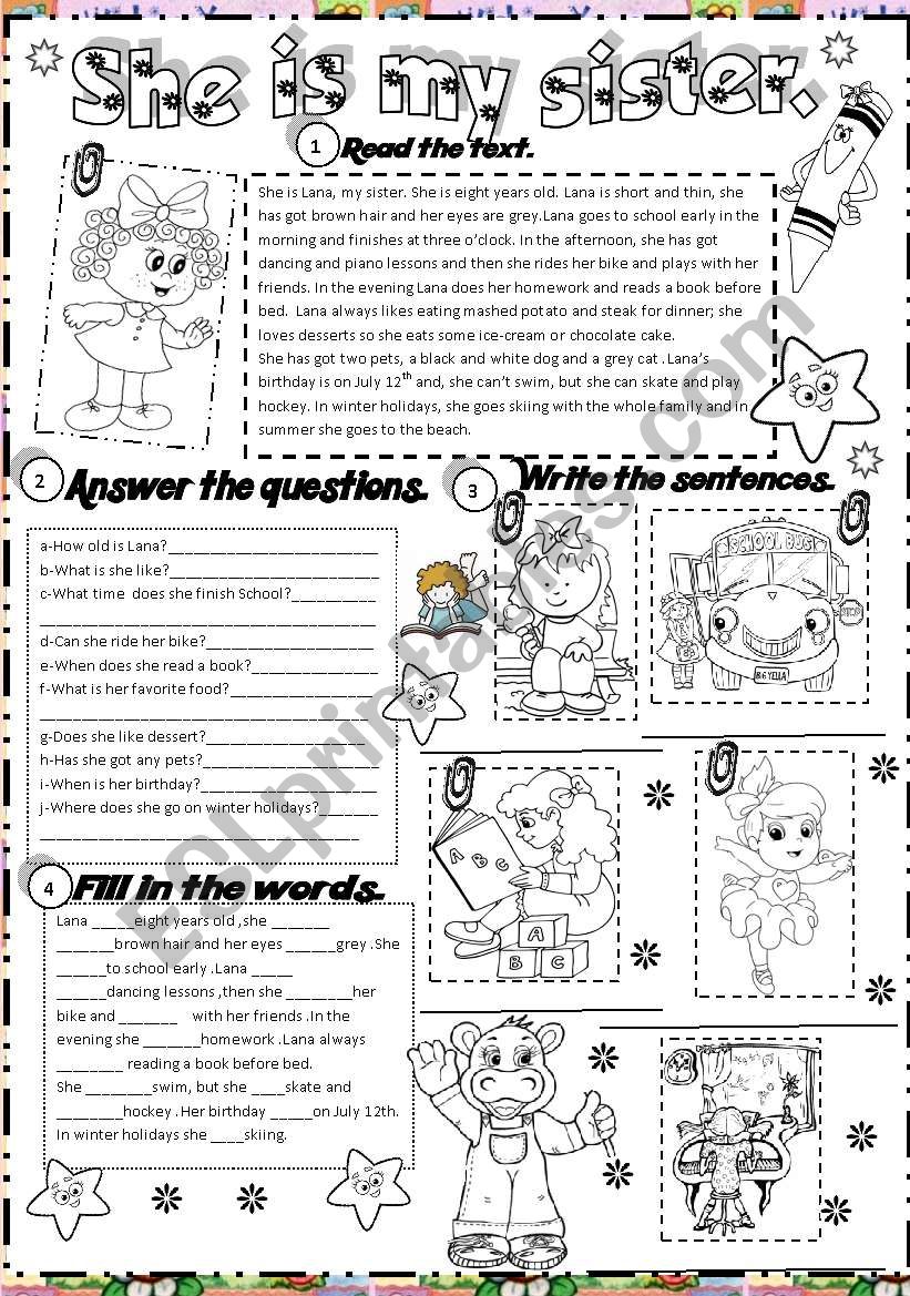 she is my sister worksheet