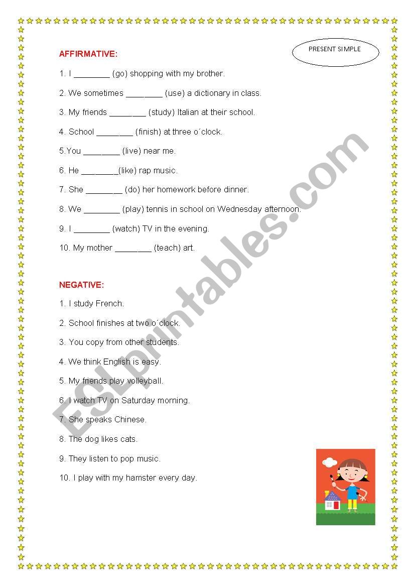 Mixed: present simple worksheet