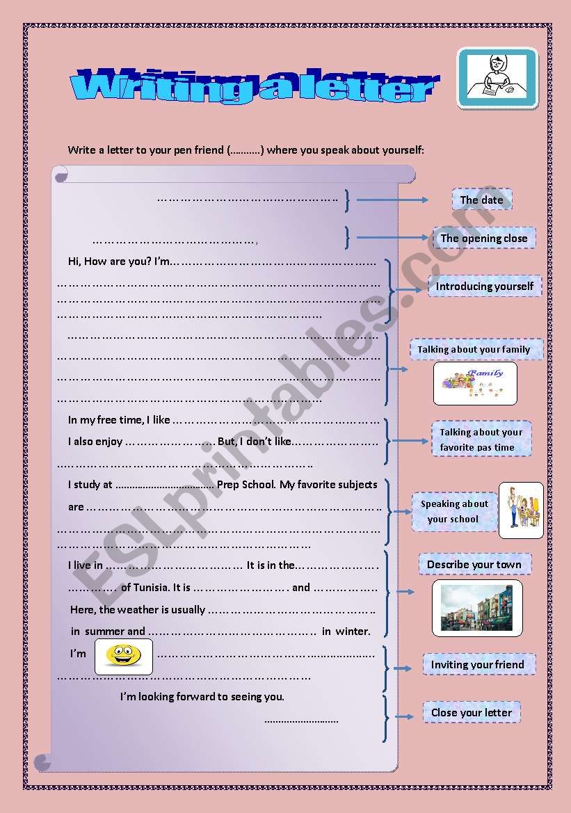 writing a letter worksheet