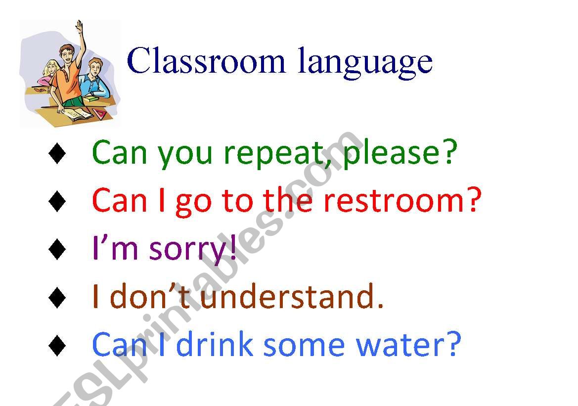 Classroom language worksheet