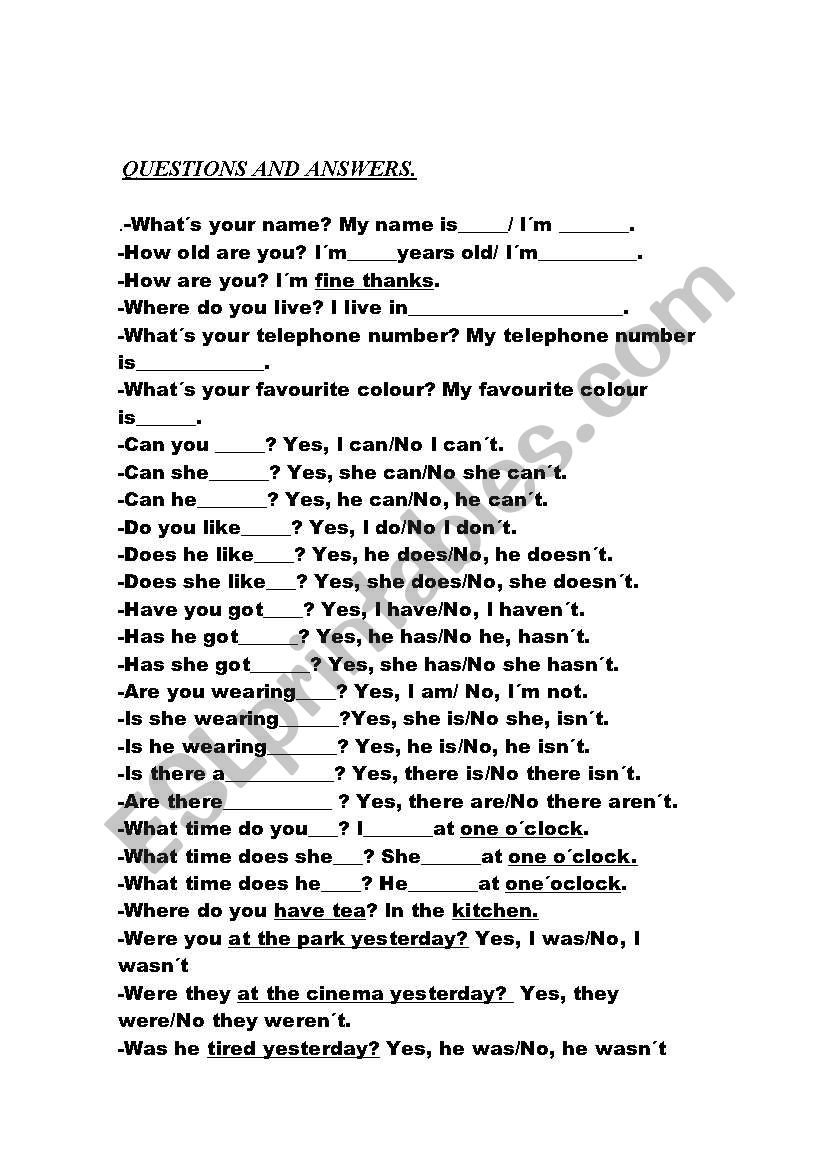 useful questions worksheet