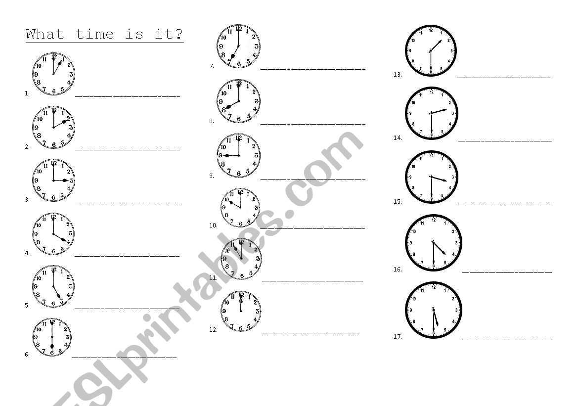 What time is it? worksheet