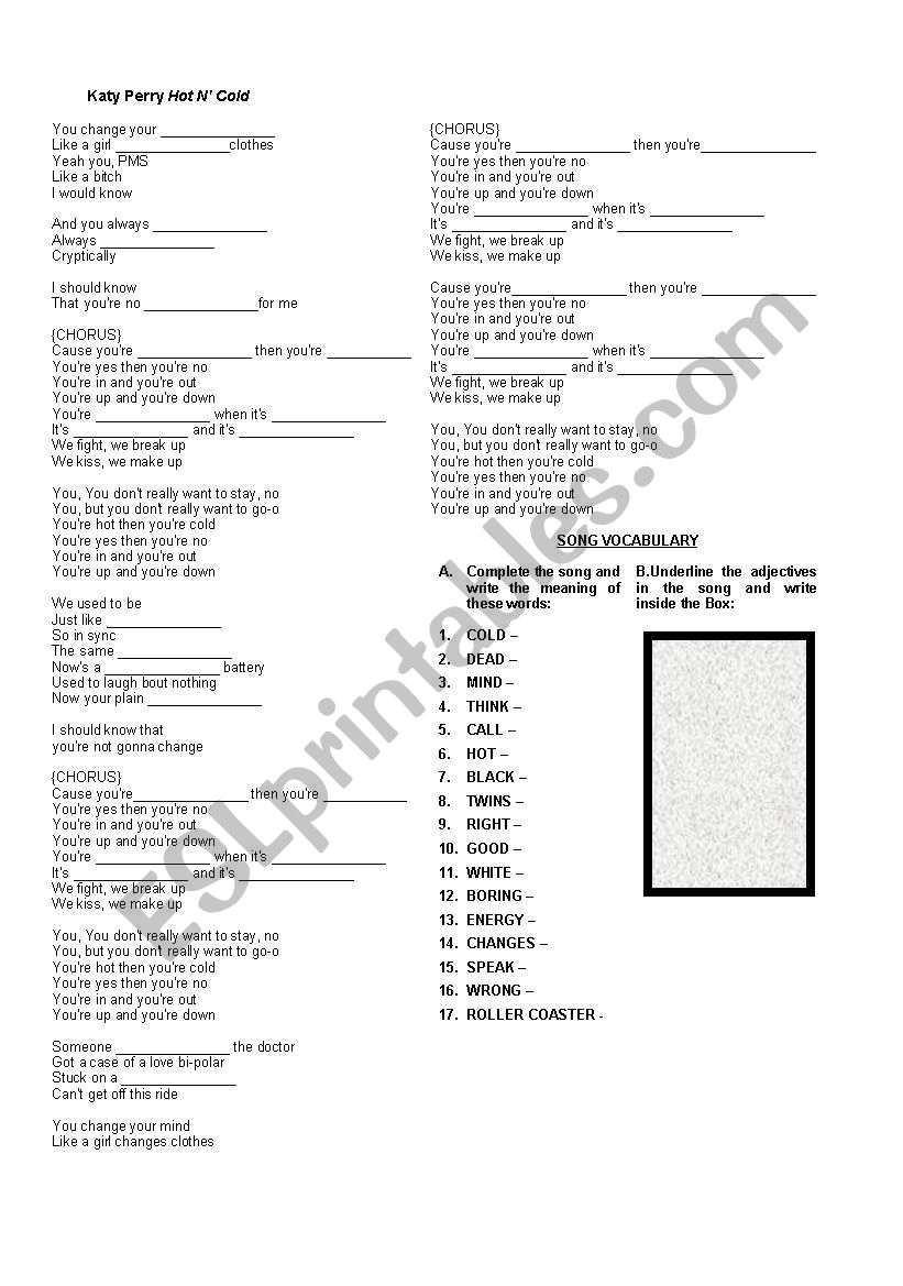 Katy Perry Song worksheet
