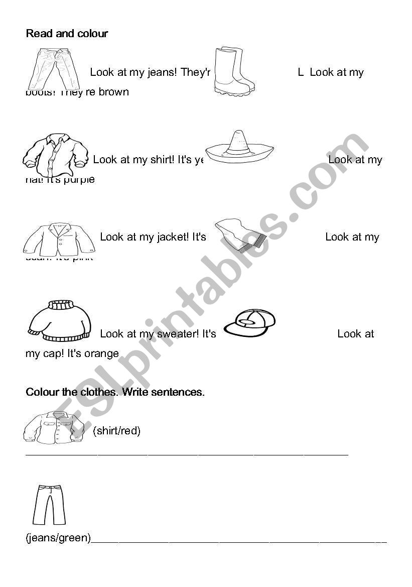 CLOTHES AND COLOURS worksheet