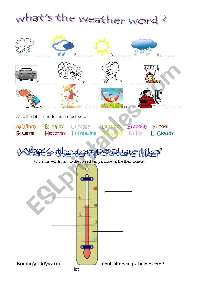 whats the weather word? worksheet