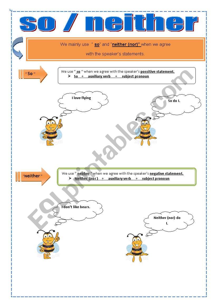 So / Neither worksheet