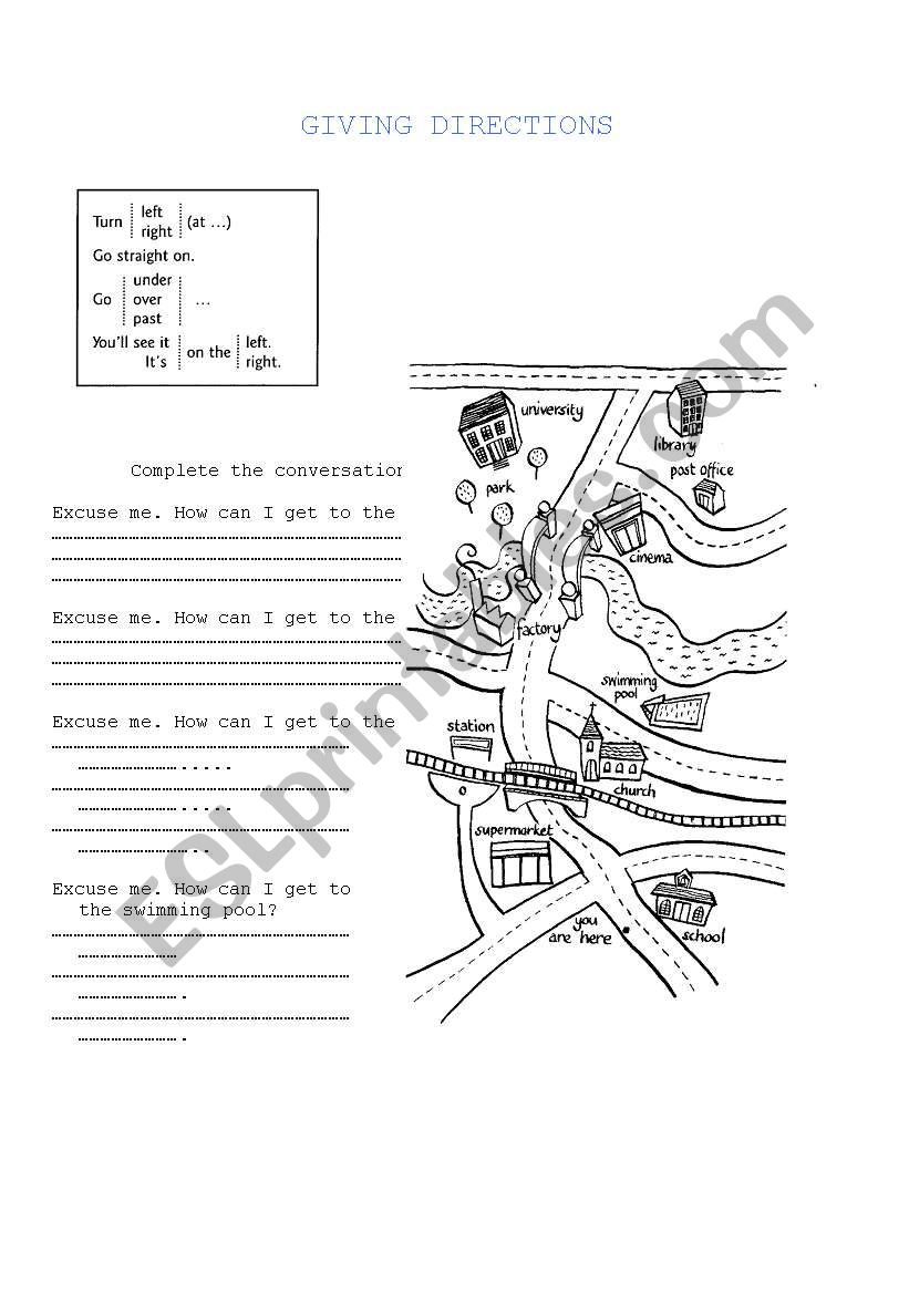 Giving directions worksheet