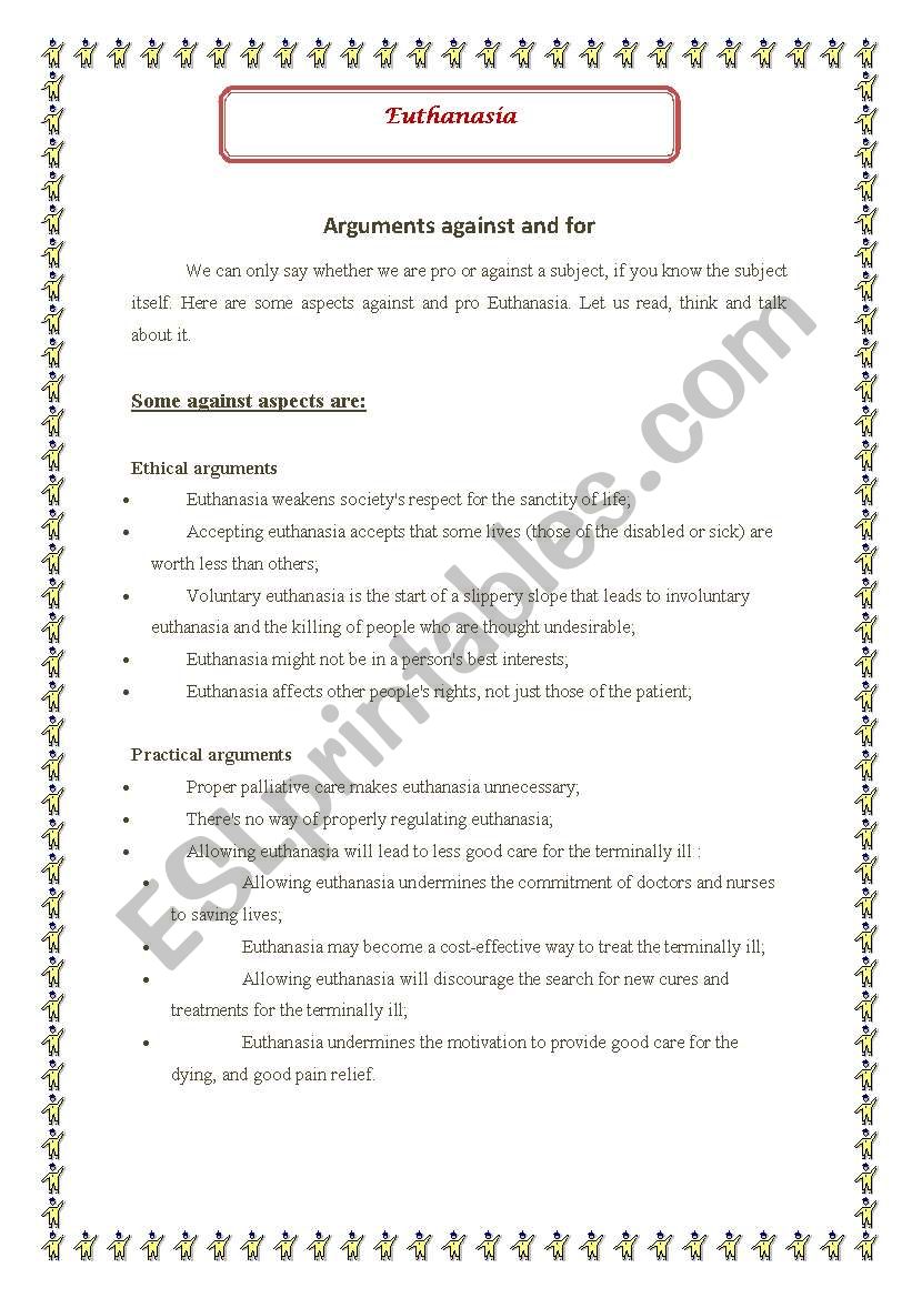 Euthanasia worksheet