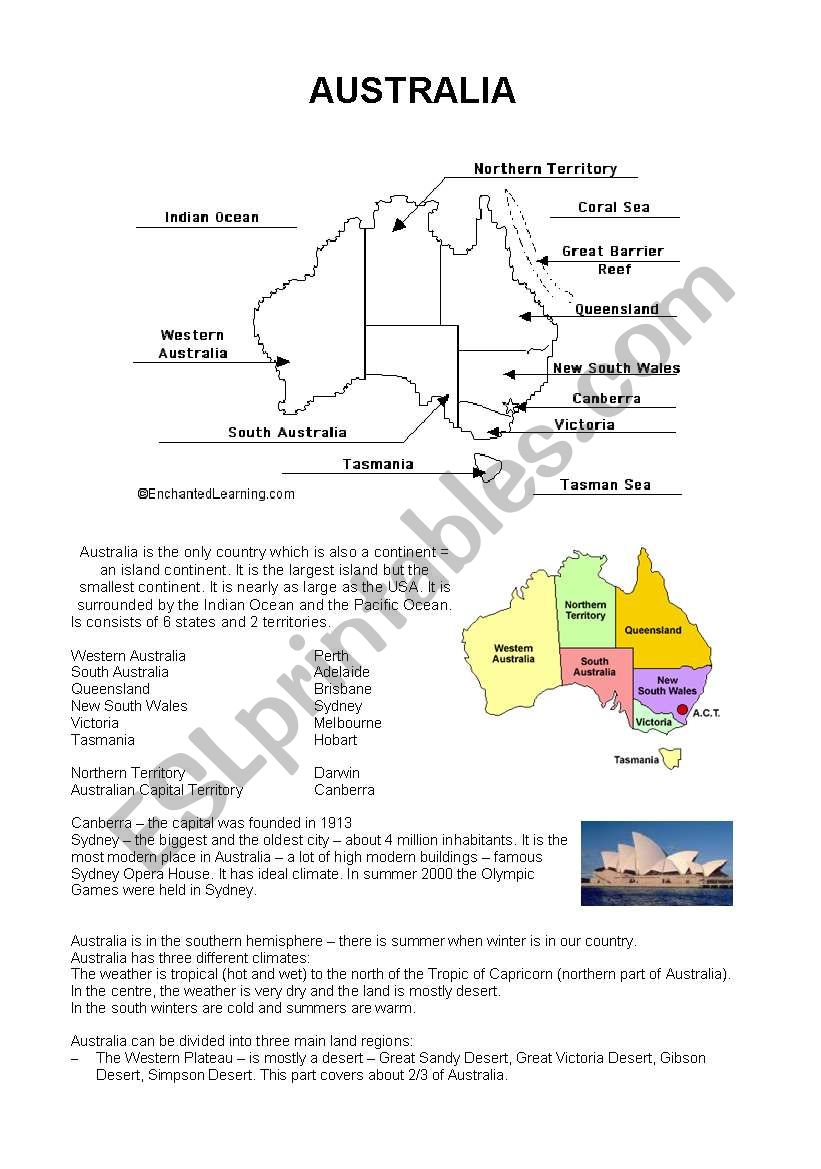Australia and Worksheet worksheet
